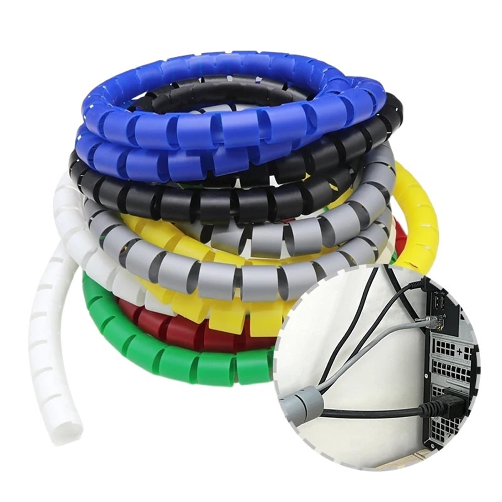 Gaine de Gestion câbles Flexible en Spirale, Gaine Protection câble 8 mm, 10, 1 m, 3, Multicolore