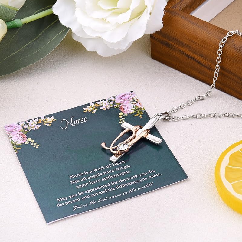 Nurse Valentines Christmas Gifts for Women Cross Stethoscope Pendant Necklaces for Nurses Female Birthday Inspirational Gifts for Nurse Medical Gift Necklace for Women - Image 6