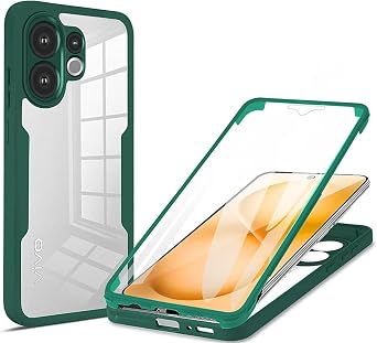 Case for Vivo V60 5G,Slim Full-Body Rugged Protective Clear Colorful Back Hybrid 3-in-1 Case with Built-in Screen Protector Phone Case for Vivo V60 5G Green