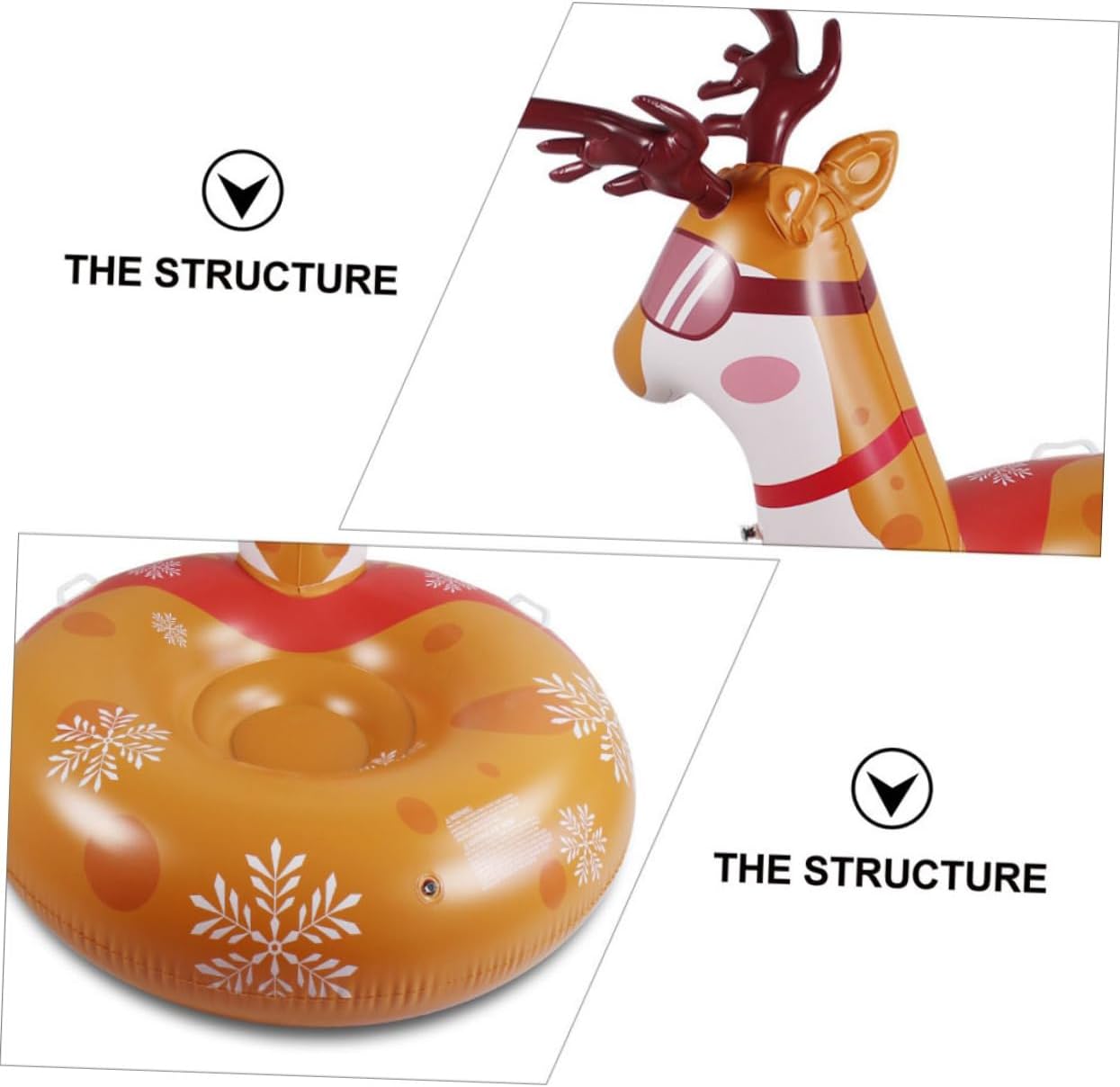 BESTonZON Thickened PVC Deer Snow Tube Inflatable Sled for Adults Wear Resistant Outdoor Winter Snow Sled with Safety Valve and Sealed Structure for Reusable Fun