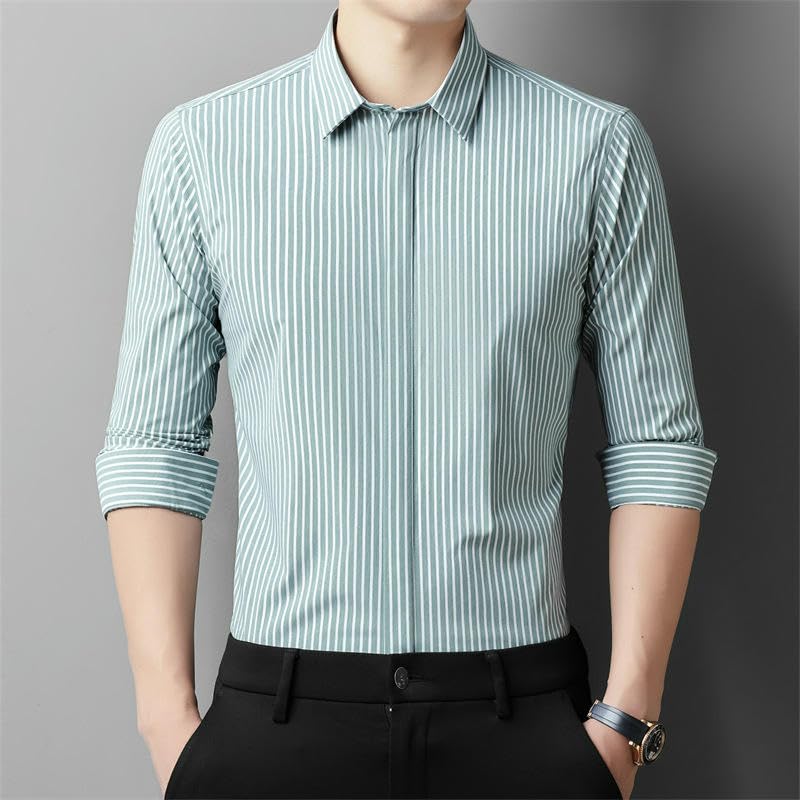 Chemise homme manches longues style coréen coupe ajustée rayée - 2