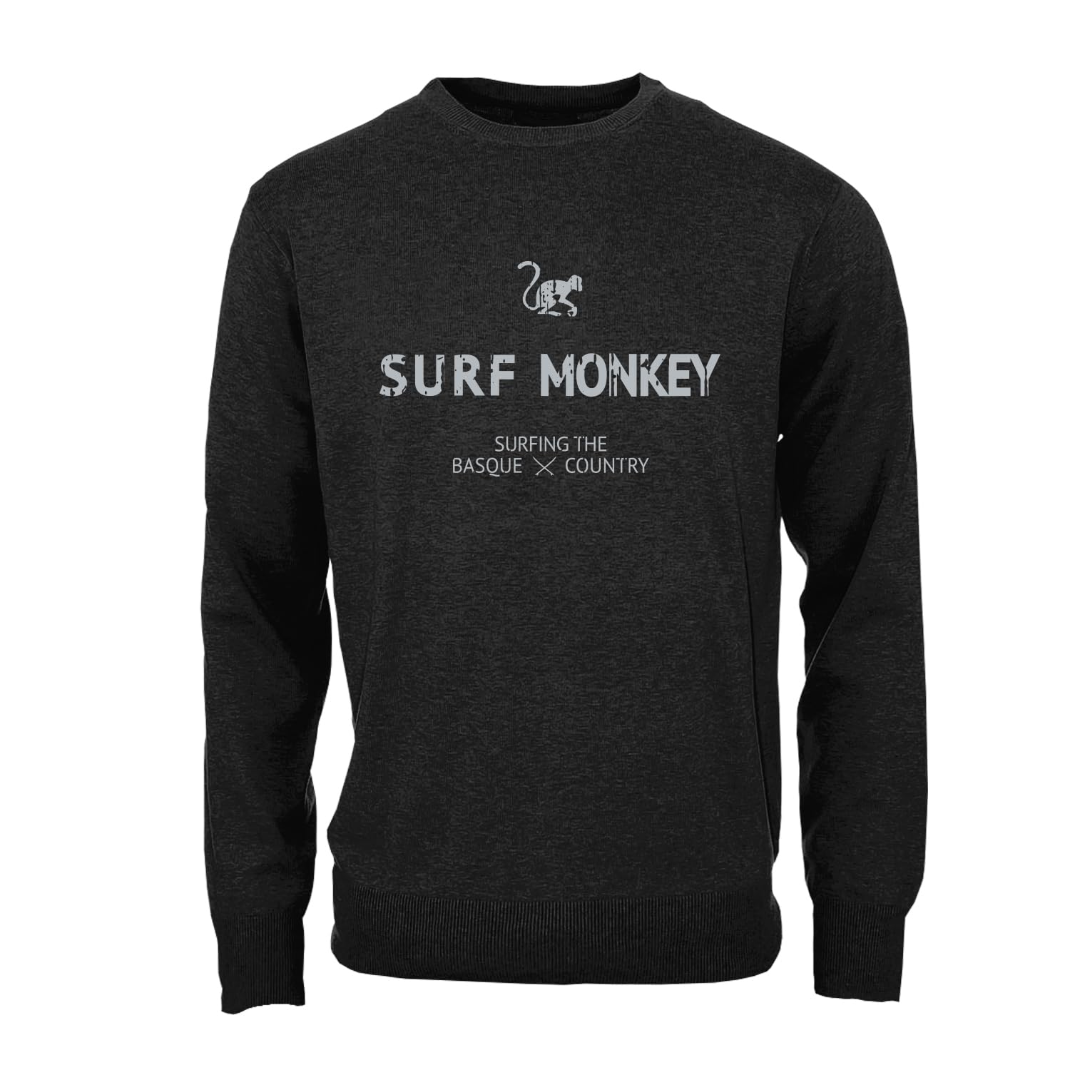DRESSED IN MUSIC PLAY WITH ME Klassisches Sweatshirt mit Rundhalsausschnitt für Herren/Damen, Bio-Baumwolle, Surf Monkey