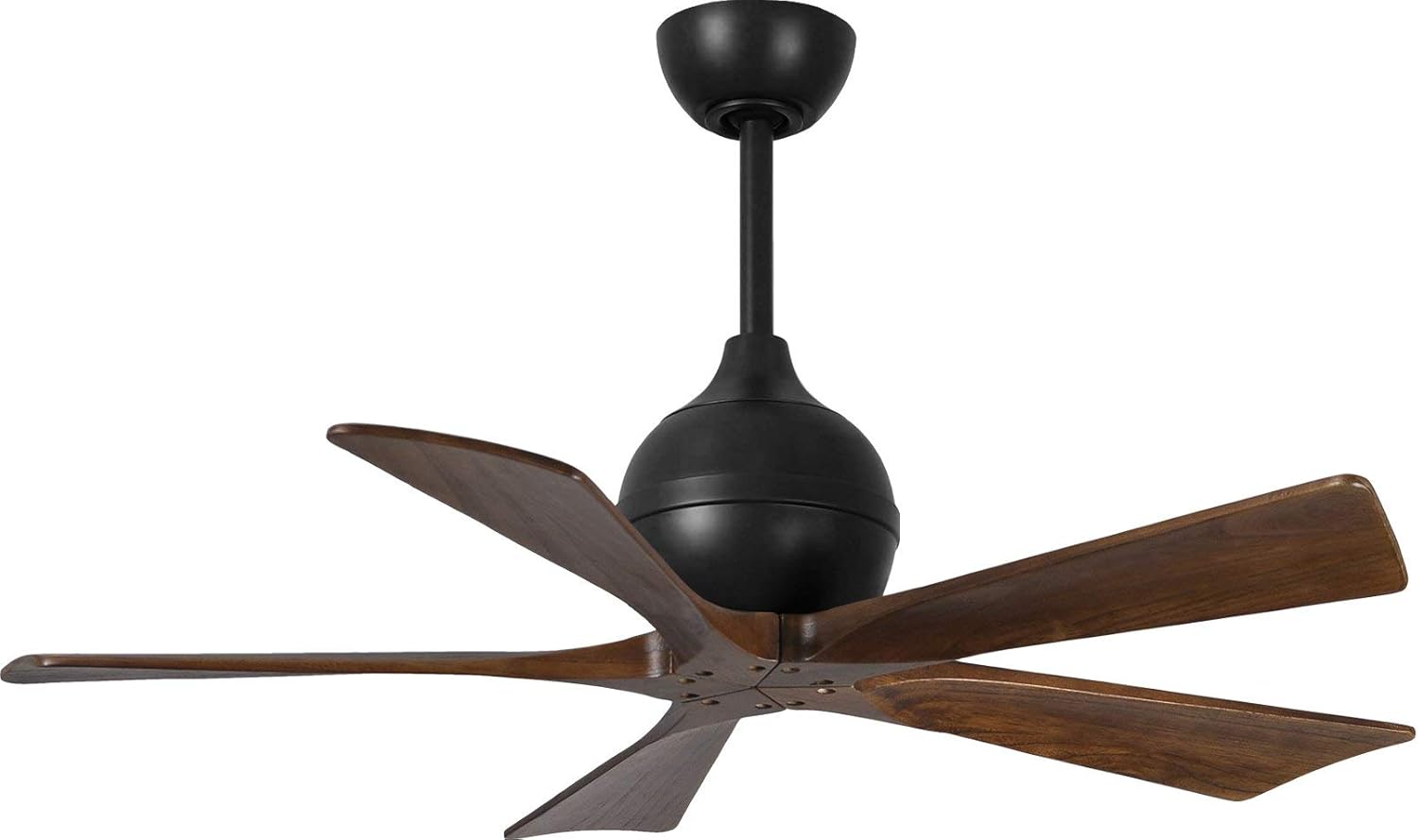 Matthews IR5-TB-WA-52 Irene Damp Rated 52" Ceiling Fan with Remote & Wall Control, Silent DC Motor, Solid Wood Blades, Textured Bronze with Walnut Tone