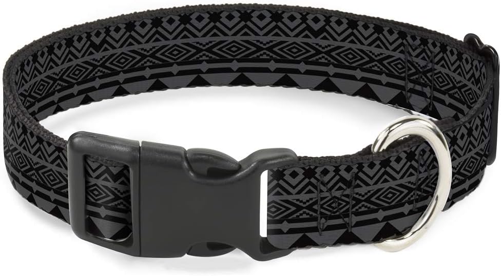 Buckle-Down PC-W30138-WM Aztec 1 Gray/Black Plastic Clip Collar, Wide Medium/16-23"