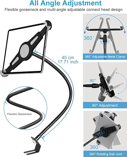 Miniatura 4 de Soporte para tablet con cuello de cisne para iPad de 9.5 a 14.5 pulgadas, soporte de tableta resistente para iPad Pro 11, 12.9Air, Galaxy Tabs,