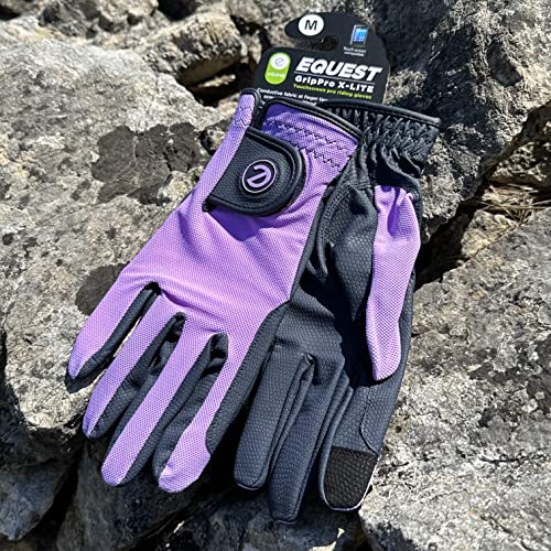 Eglove Equest Grippro X-Lite - Lightweight, Breathable, And Grippy - Comfort Mesh Back - Touchscreen Riding Gloves - 2022/23 (Lilac - Blue Palm - Plain Cuff, Xx-Small) #TOP2