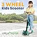 3 Wheel Scooter for Kids with Foldable Seat, Adjustable Handlebar Height, Lean-to-Steer Ride On Toy for Kids Ages 2+, Light-Up LED Wheels, Wide Anti Slip Deck, Indoor & Outdoor Use, Teal