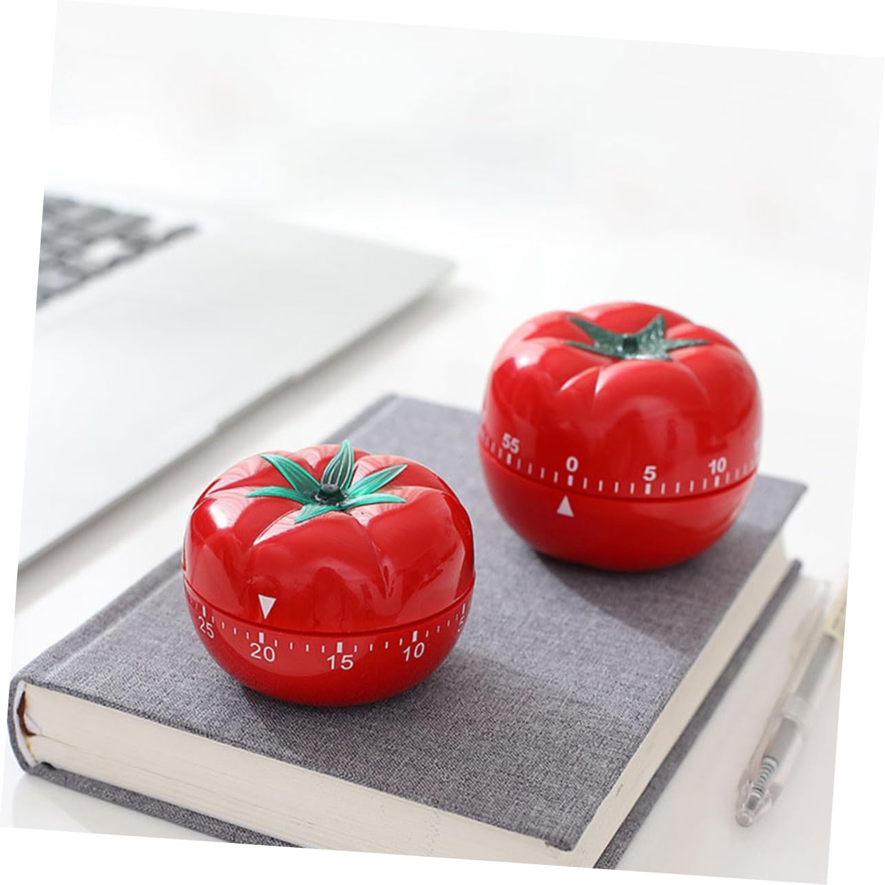 2 pezzi Timer da Cucina Meccanico Forma di Pomodoro Grande e Piccolo Timer Silenzioso con Funzione di Countdown fino a Minuti per Cottura Esercizi e Lavori Domestici