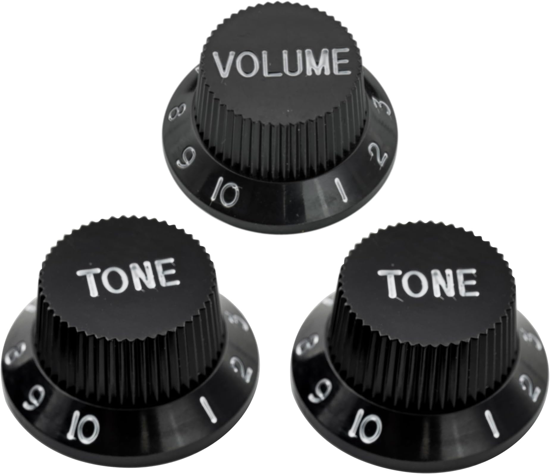 Musiclily Metric Strat Knobs 1 Volume 2 Tone Control Knobs Set for Strat Style Electric Guitar, Black