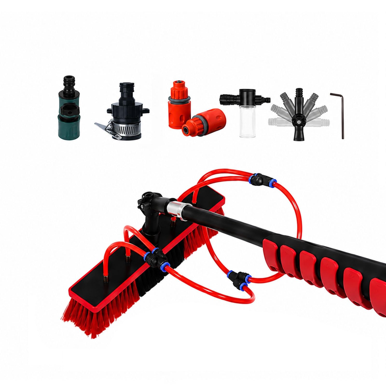 Asta Prolunga Carbonio con Spazzola ad Acqua 550 mm | Evidenzia spazzola 550 mm, tubo, valvola, raccordo rapido, adattatore e flacone schiuma nel kit.(24FT)