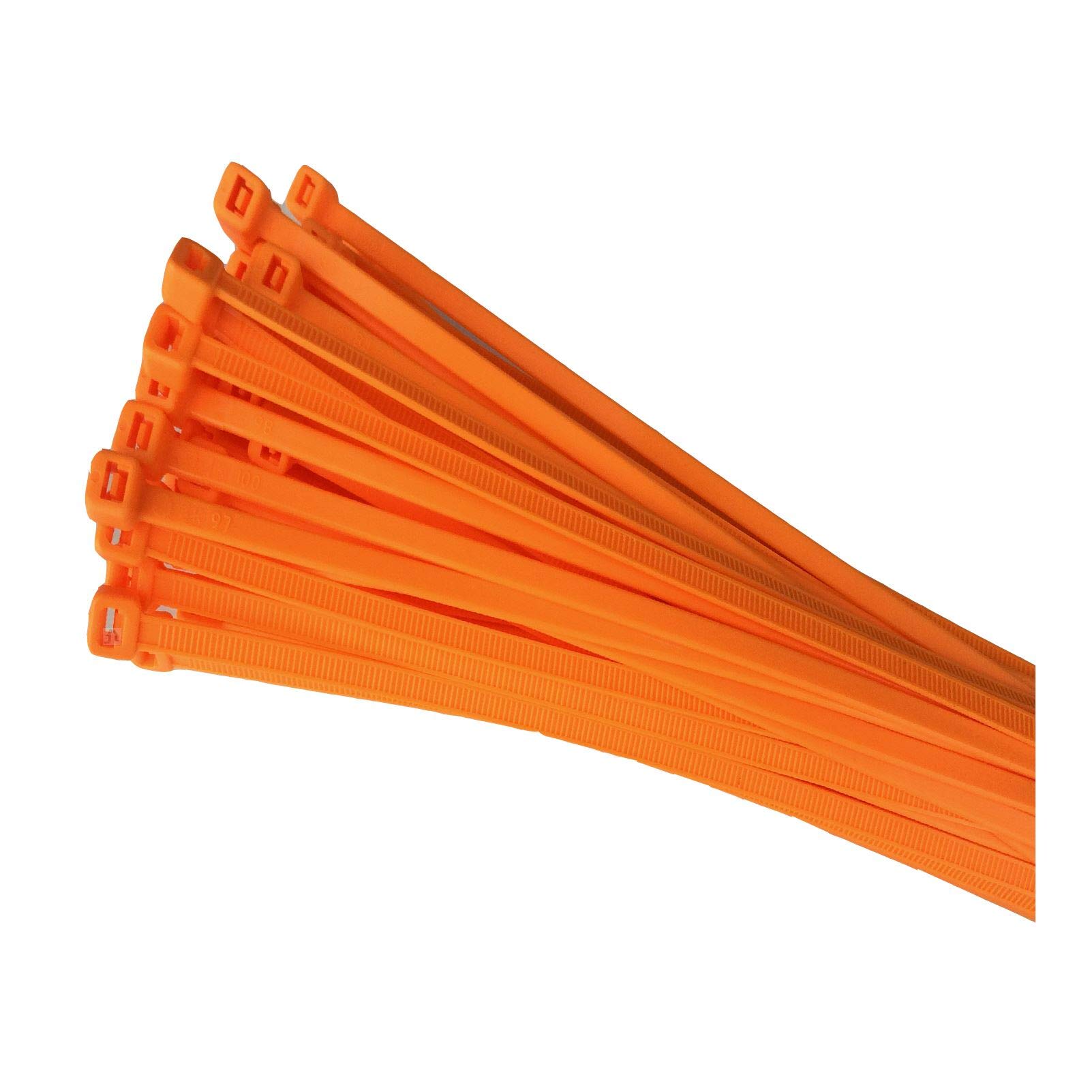 Home.smart Fluorescent Orange 100 X Cable Ties 300 X 4.8Mm / Extra Strong Zip Tie Wraps