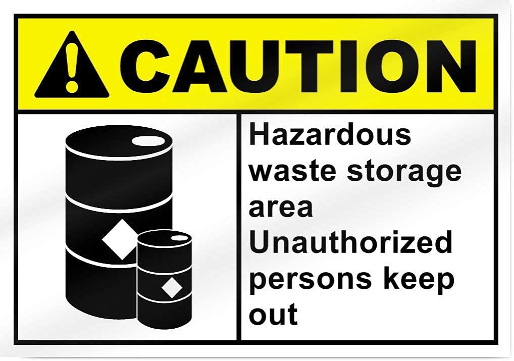 Inga Esinch Hazardous Waste Storage Area Unauthorized Keep Out Caution Sign Vintage Funny Metal Tin Sign 8x12 inches