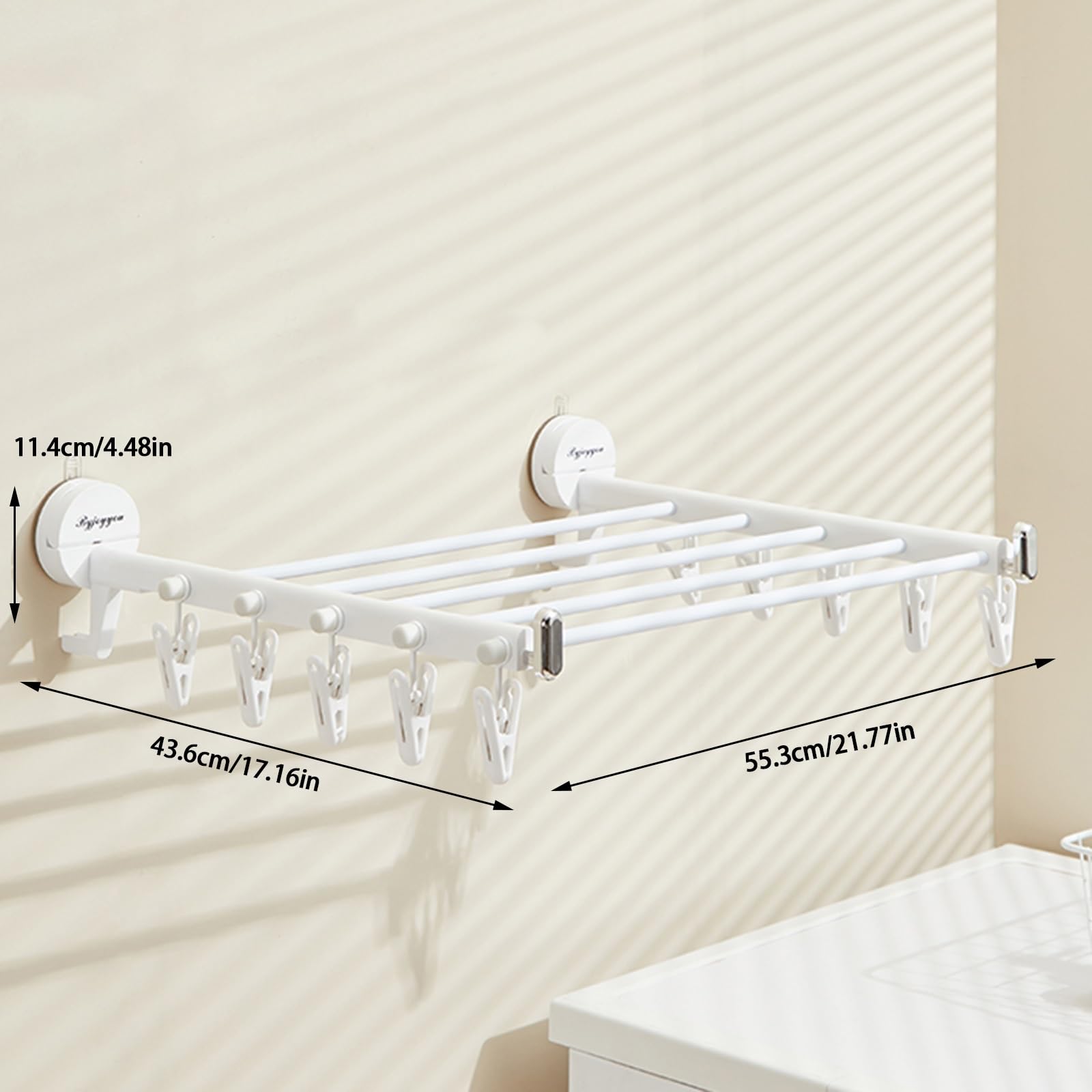 Zusammenklappbarer Trocknungsständer Suction Cup Kleiderbügel mit 10 Haken Tragbarer Handtuchtrockner Reise-Wäschetrockner für Wäsche Indoor Outdoor(Schwarz)