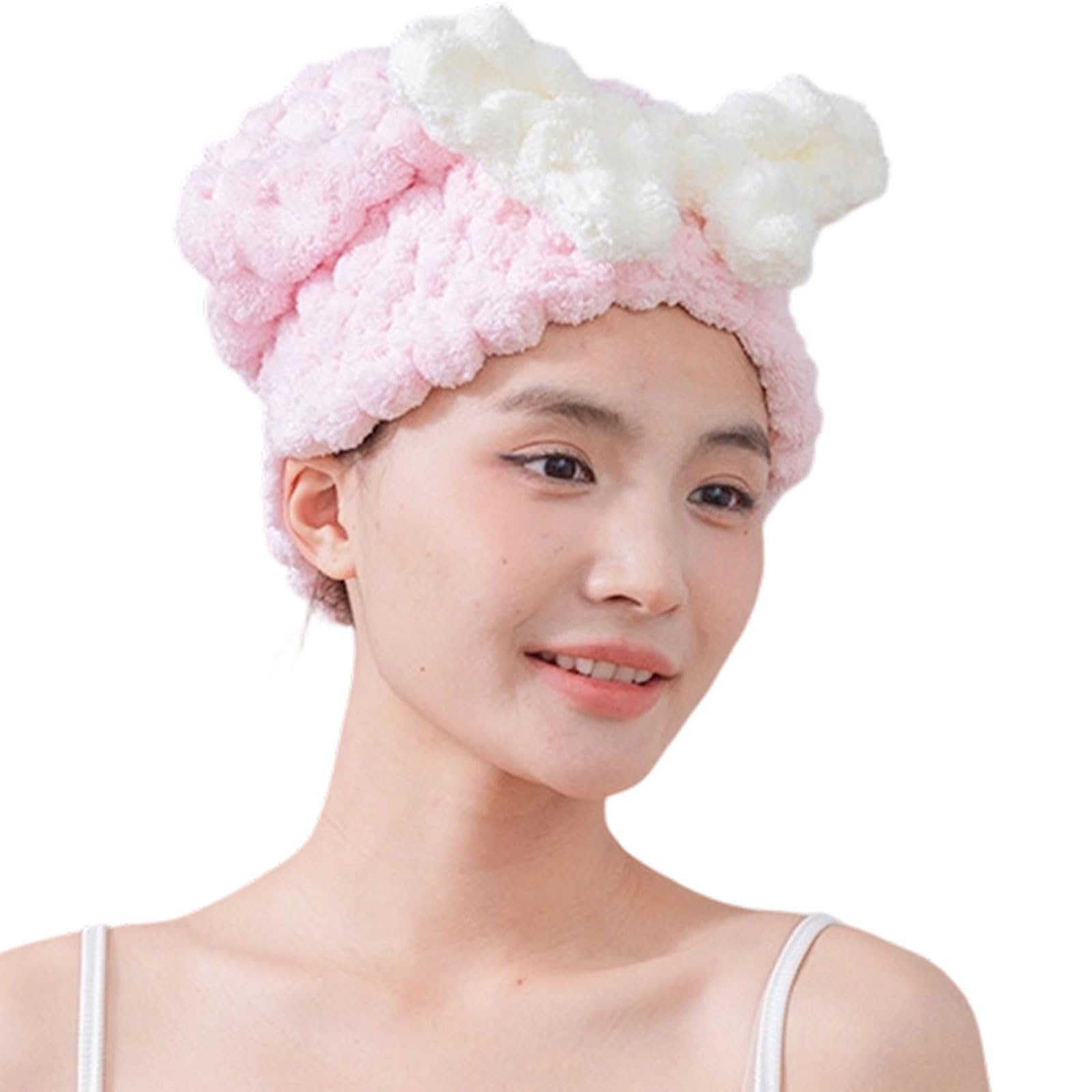 Buxuaaaa Shower Cap with Bowknot Super Absorbent Soft Hair Drying Towel Wrap Turban for Girls and Women Home Gym Activity Quick Dry Hair Towel Cap