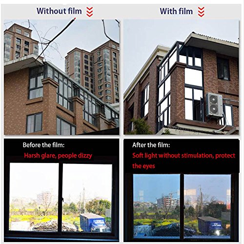 Hohofilm 17.7 Inchx78.7 Inch One Way Mirror Window Films Daytime Privacy Silver Reflective Window Tint Self-Adhesive Sun Blocking Heat Control Anti Uv For Home,Buildings thumb #5