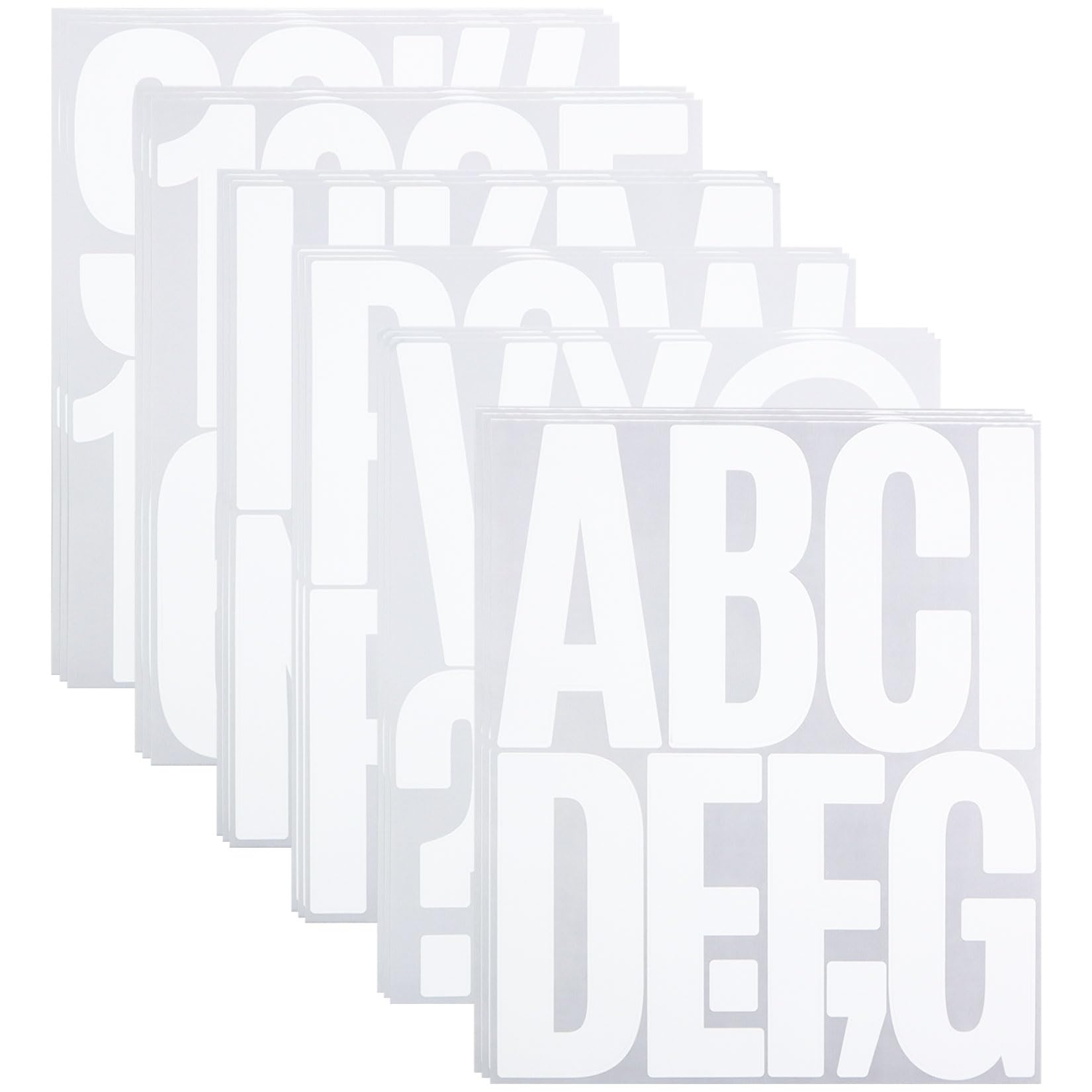 Photo 1 of 18 Sheets Letter Number Stickers, 5 Inch Self-Adhesive Vinyl Alphabet White