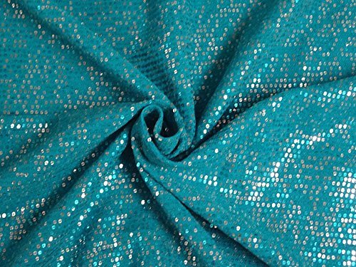 Tissu georgette paillettes bleu aqua pour décoration de fête et robe poupée