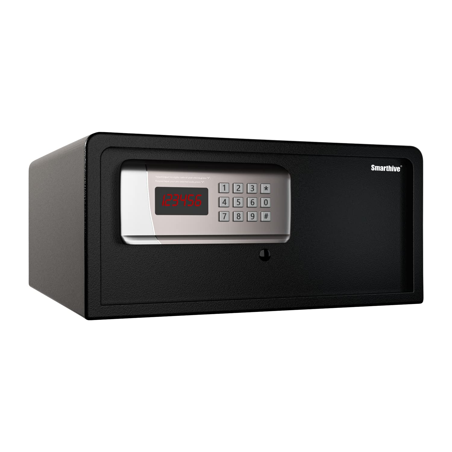 Smarthive Motorised Security Hotel Laptop Safe with Daul Code Design, Steel Construction, Steel Expansion Bolts, Emergency Overide Key, Wall and Floor Fixings, Black, Capacity 20 x 43 x 38 cm………