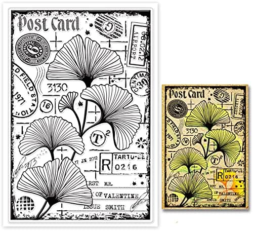 GLOBLELAND Ginkgo Biloba Background Clear Stamps Leaves Post Card Silicone Clear Stamp Seals for Cards Making DIY Scrapbooking Photo Journal Album Decoration