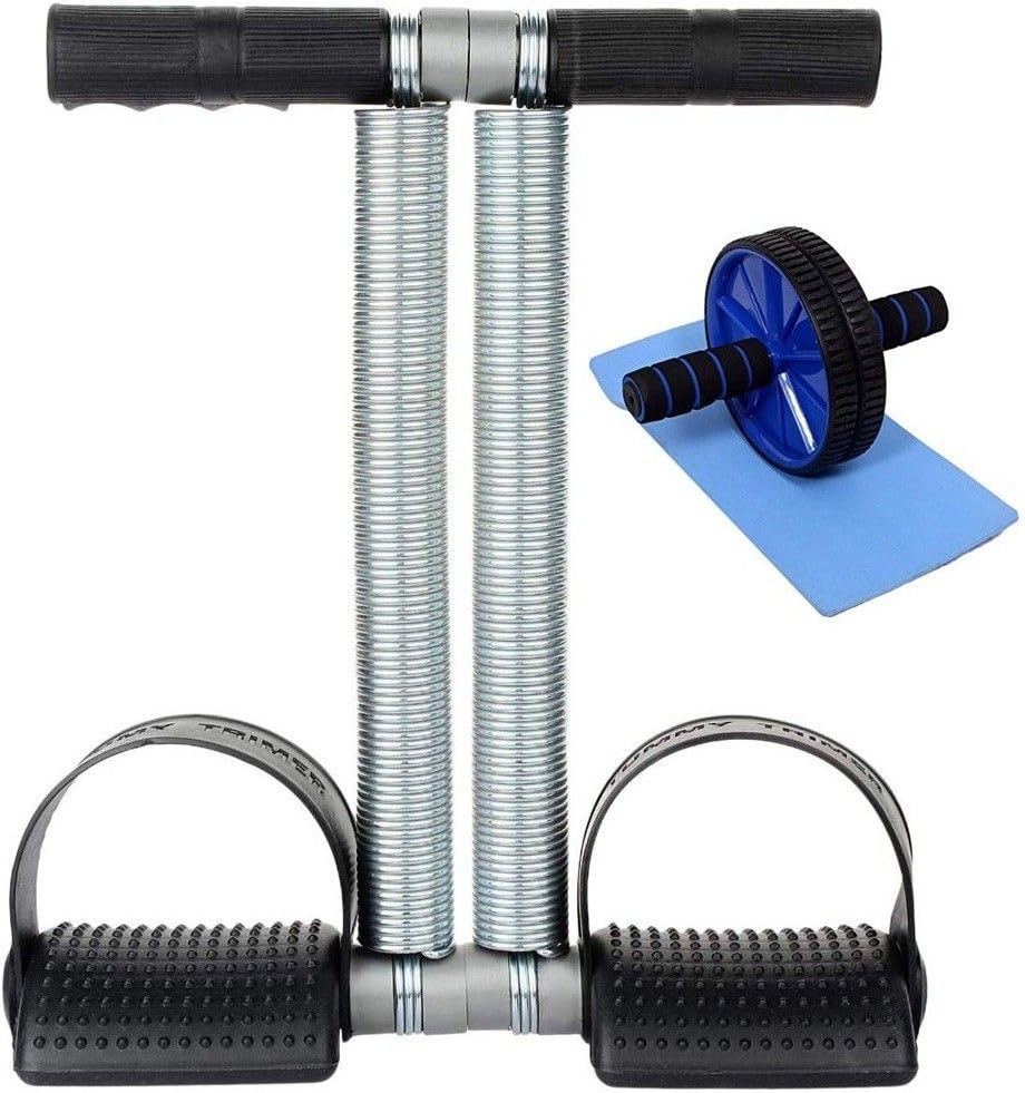 Dinetic Blue AB Roller with Double Spring Tummy Trimmer BLK Fitness Accessory Kit Kit ()-picture-26