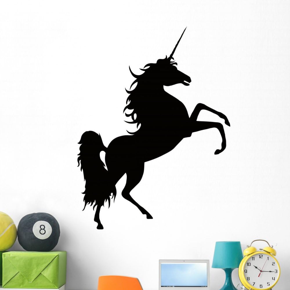Wallmonkeys Elegant Black Unicorn Silhouette Wall Decal Peel and Stick Graphic (48 in H x 36 in W) WM176512