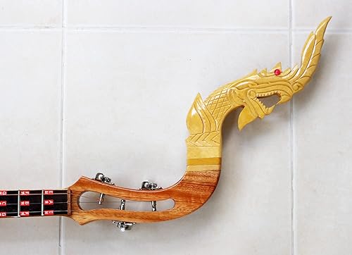 Miniatura 3 de Isarn Phin Acústica Eléctrica 3 Cuerdas, Instrumento Musical Tailandés Lao Guitarra, Pin118 Musical Clásica Tailandesa Tradicional, Marrón (Pin106)