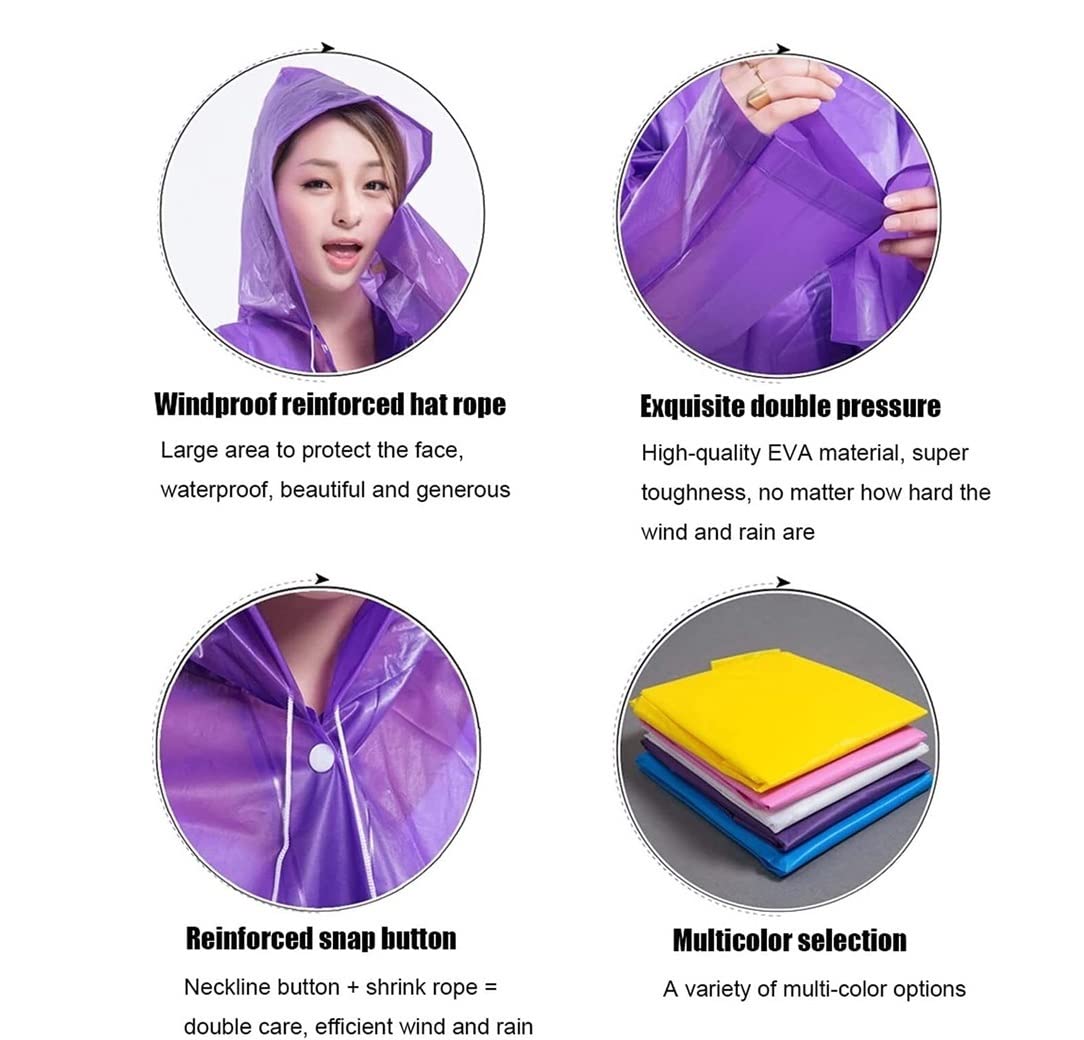 Impermeable Cape De Pluie Imperméable Long Adulte 2PCS, Poncho De Pluie À Capuche EVA Réutilisable, Veste De Pluie Portable Impermeable Homme Femme (Color : C, Size : One Size)