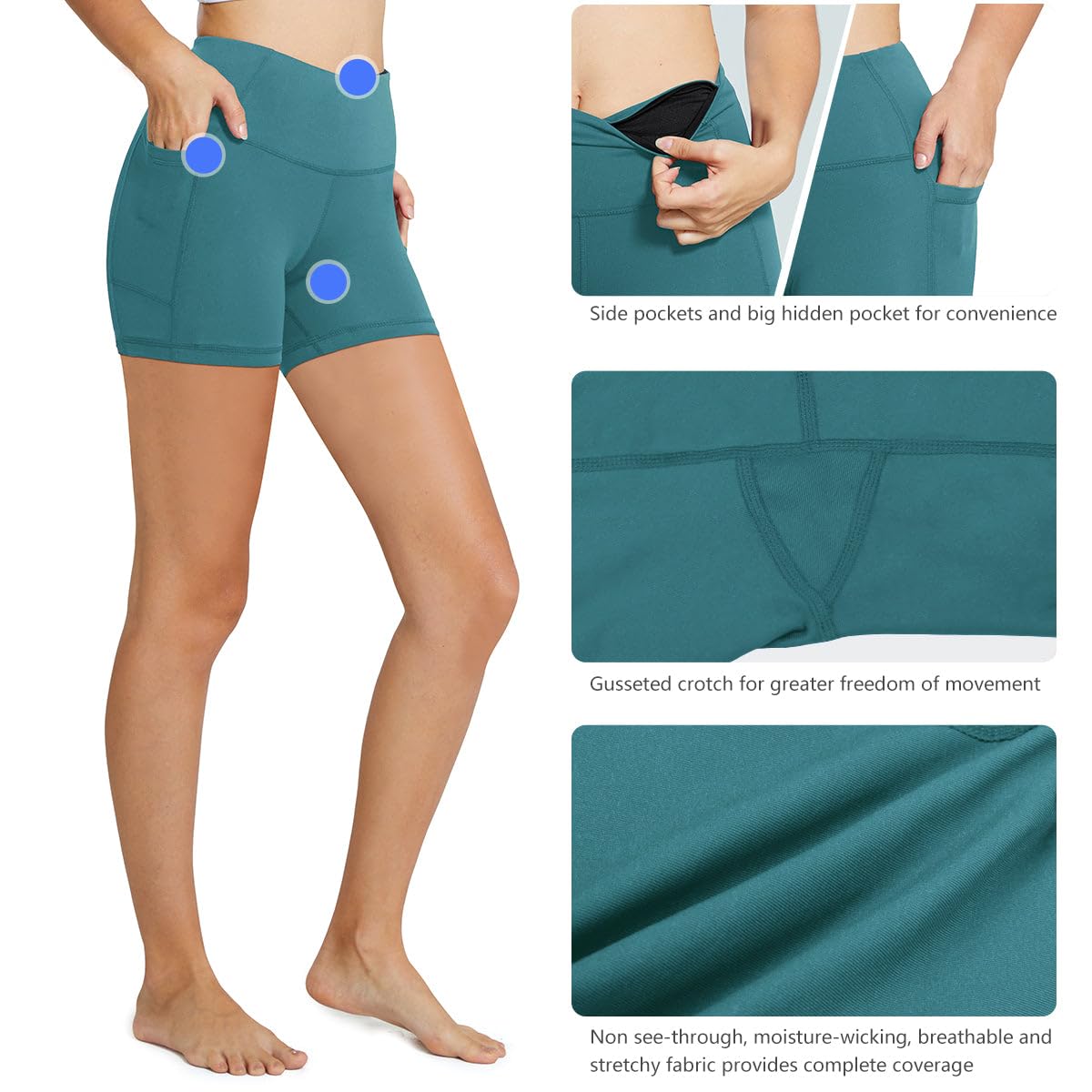 BALEAF Women's 8"/ 5"/ 3" Biker Shorts High Waist Yoga Workout Gym Running Volleyball Spandex Shorts with Pockets