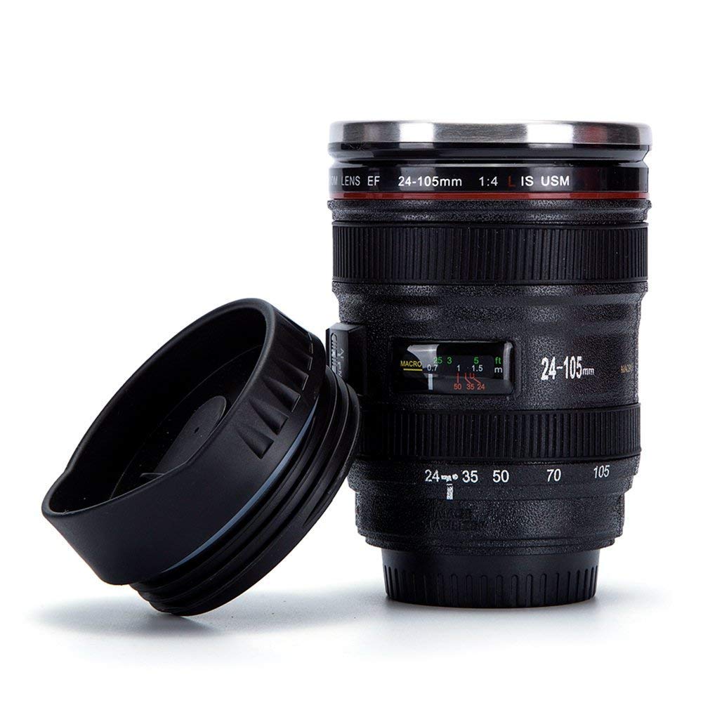 12oz Tumbler with Lid,Stainless Steel Mug,Vacuum Insulated Tumbler Cup,Double Wall Travel Mug Gift for Wowen & Wen,Keeping Cold & Hot for Coffee,Cocktails,Drinks (Lens, Black)