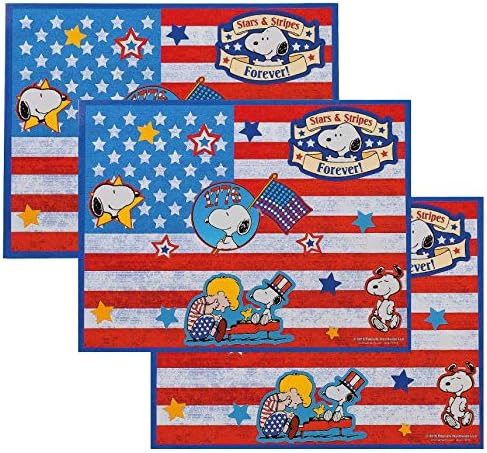 Peanuts Worldwide Snoopy and Linus Stars and Stripes Forever Patriotic Sticker Scene, Set of 3