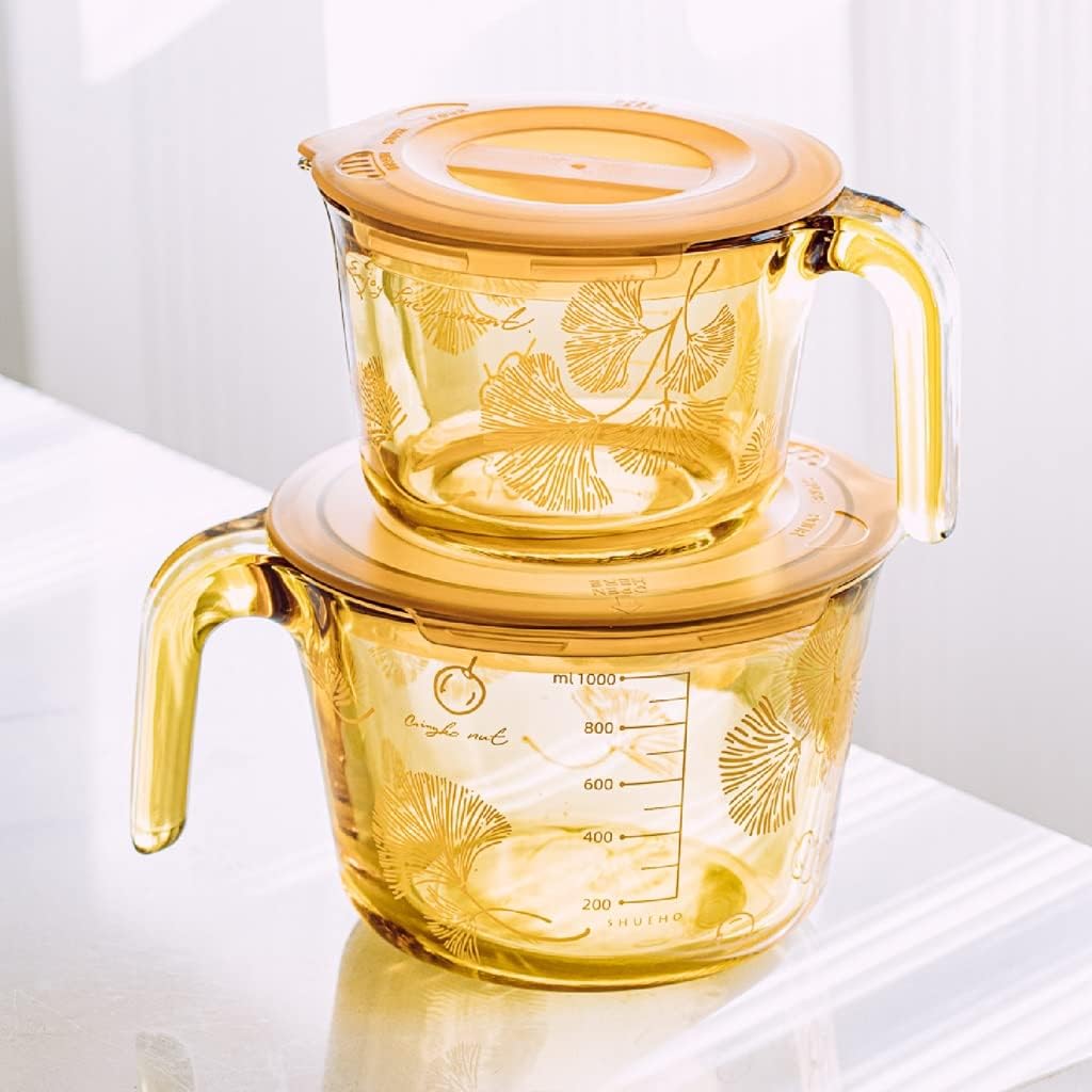 Glass Measuring Cup With Scale Milk Cup High Temperature Resistant Household Kitchen Baking Beaten Egg Cup Measuring Water Cup Cups (Size : 1000ML) (One Color 1000ML)