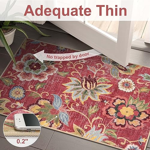 Tapete pequeño rojo antideslizante 2x3 para cocina miniatura 4