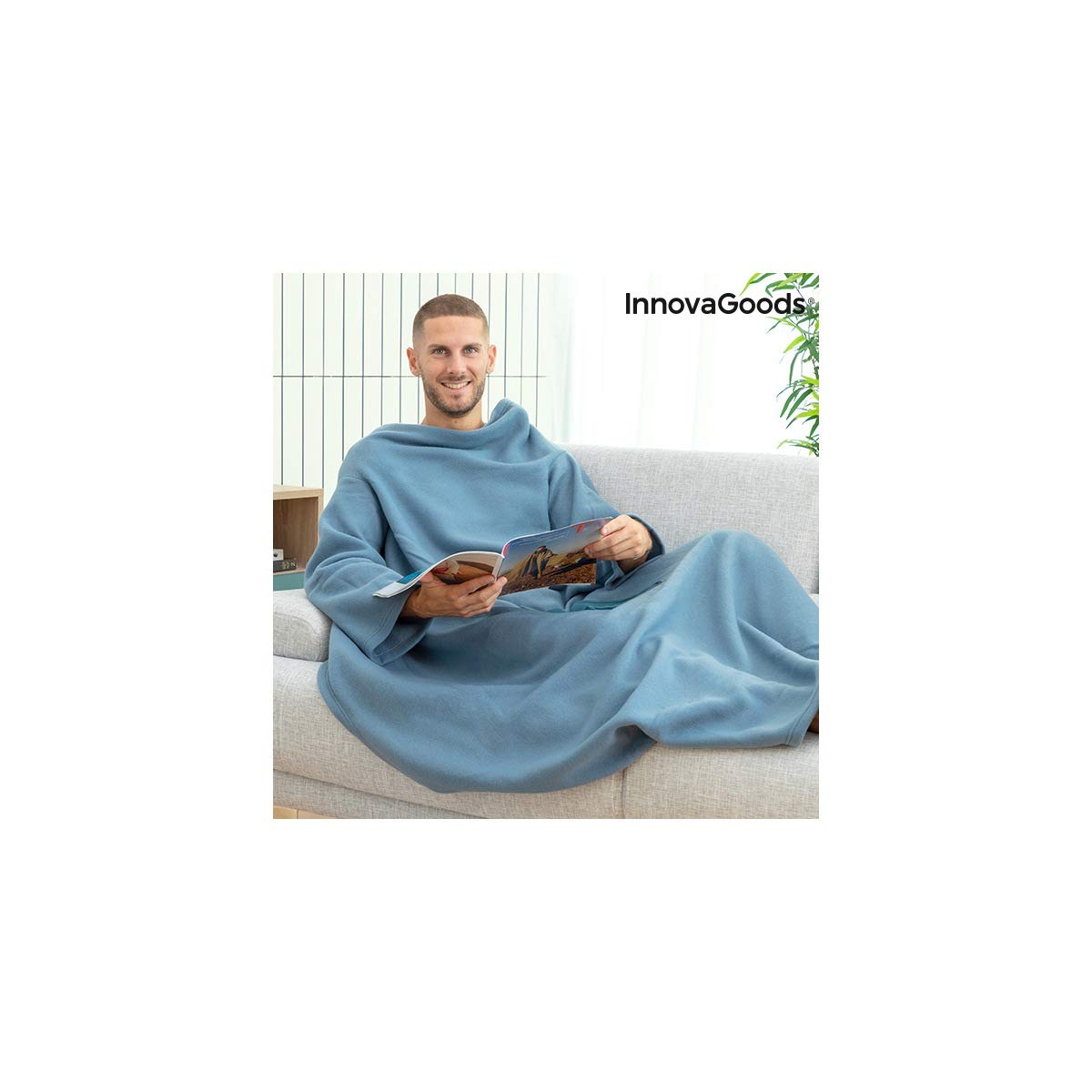 Coperta Matrimoniale InnovaGoods con Tasca Centrale Doublanket-Verde, 160 x 180 cm | Leroy Merlin