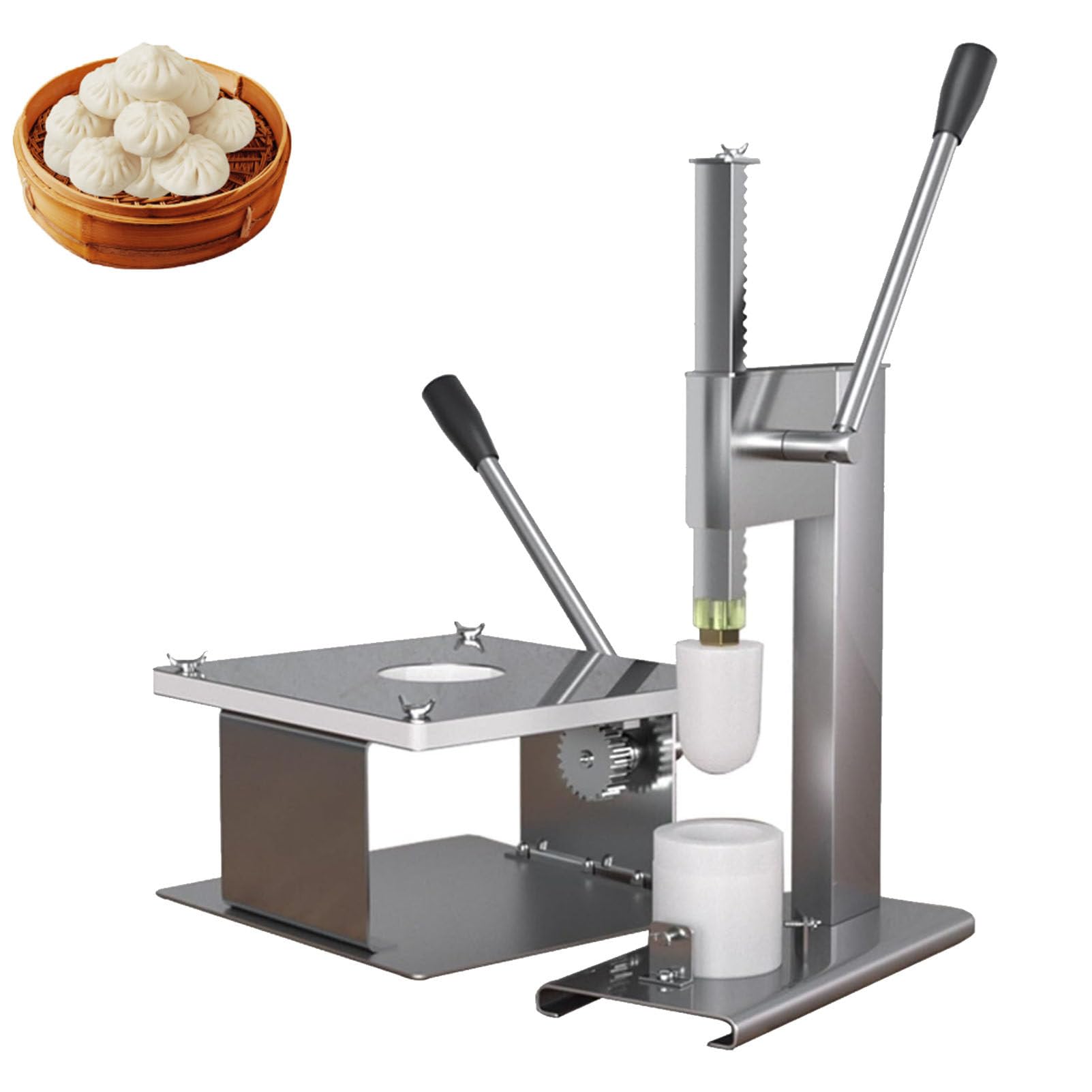 Pfps Manual Baozi Maker, Stainless Steel Steamed Bun Making Machine with Dough Press, Closing Machine, Molds, 400-500 Buns/Hour, for Home Commercial Kitchen Medium
