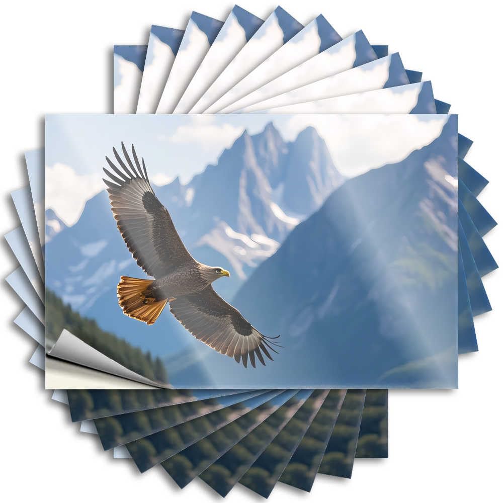 Eagle Soaring Against Majestic Mountain Peaks Unique Water DIY | Feminist Tattoo Laptop Removable Vinyl Sticker Decal(6X9CM)