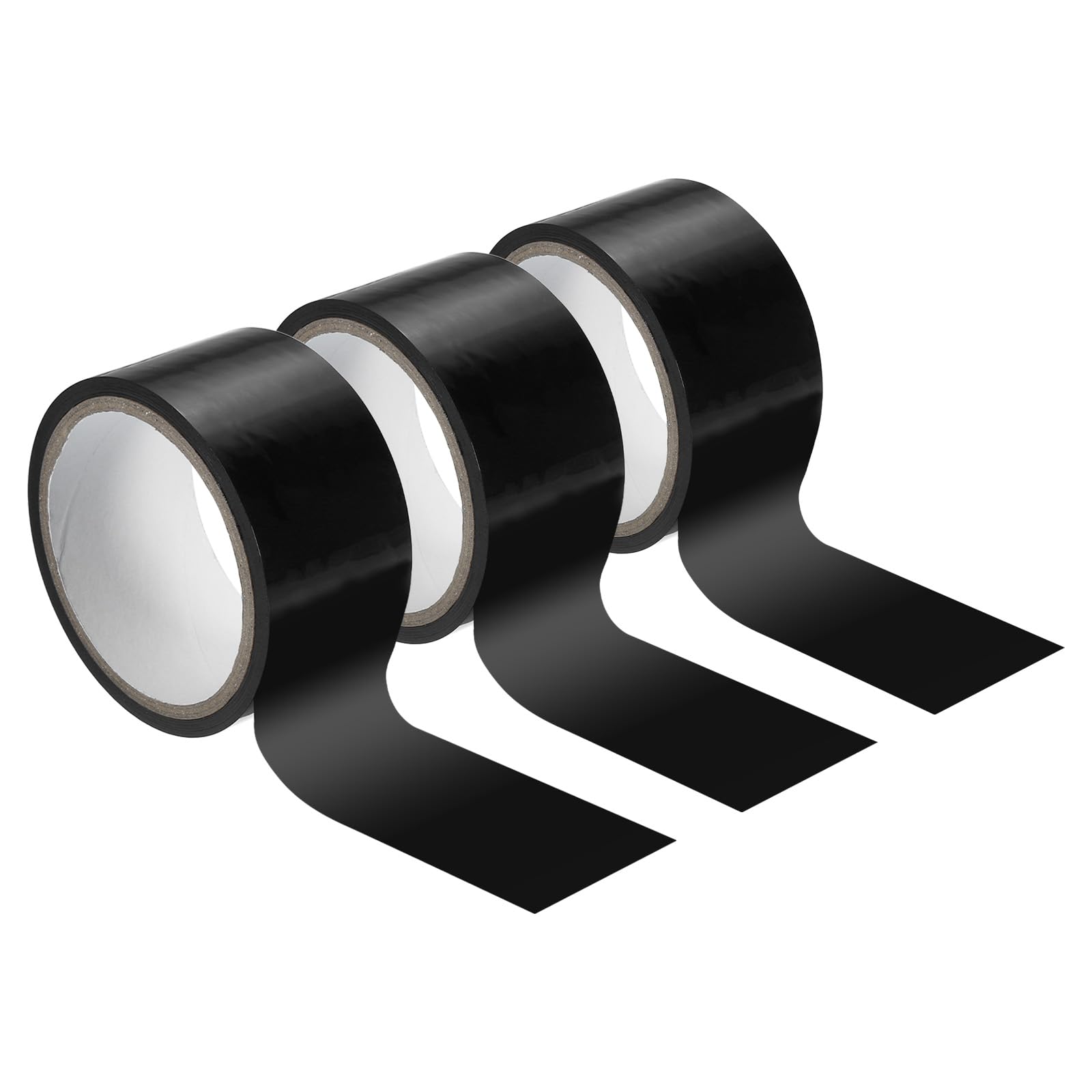 PATIKIL Non Stick Static Tapes 2 in x 50 Ft, 3 Roll Duct Tape for Organizing Cable Black, 2"x50'