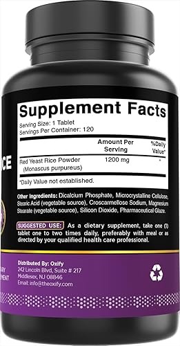 Miniatura 6 de Oxify Arroz de levadura roja 1200 mg  120 tabletas  Sin gluten, sin OMG  Suplemento fabricado en Estados Unidos