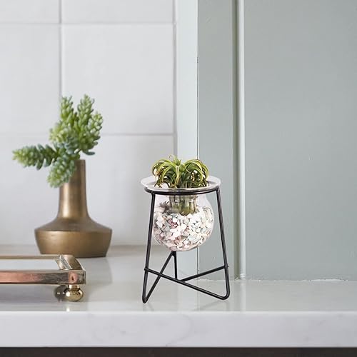 Miniatura 3 de VOSAREA Soporte de exhibición de bola de hierro negro Soporte de esfera Soporte de esfera Soporte de exhibición de hierro Estante de bola de cristal