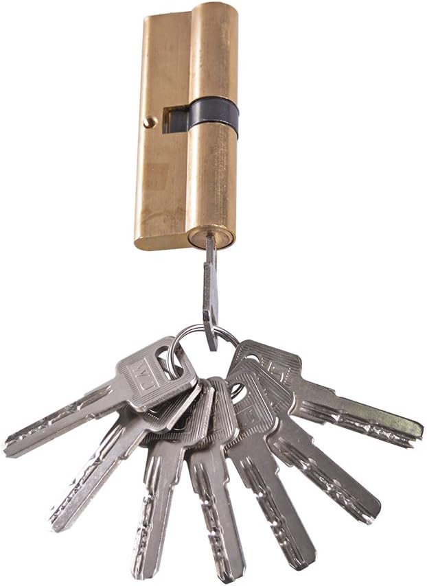 Ewead, 85mm Thumb Turn Euro Profile Cylinder Barrel Lock Brass Satin Nickel Finish with 8 Keys