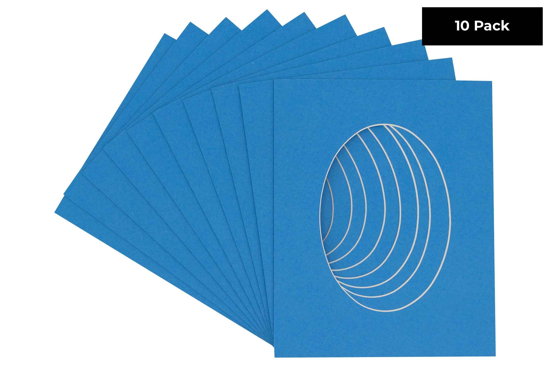 CountryArtHouse Bay Blue Acid Free 16x20 Oval Picture Frame Mat with White Core Bevel Cut for 11x14 Pictures - Fits 16x20 Frame - Pack of 10 Matboards