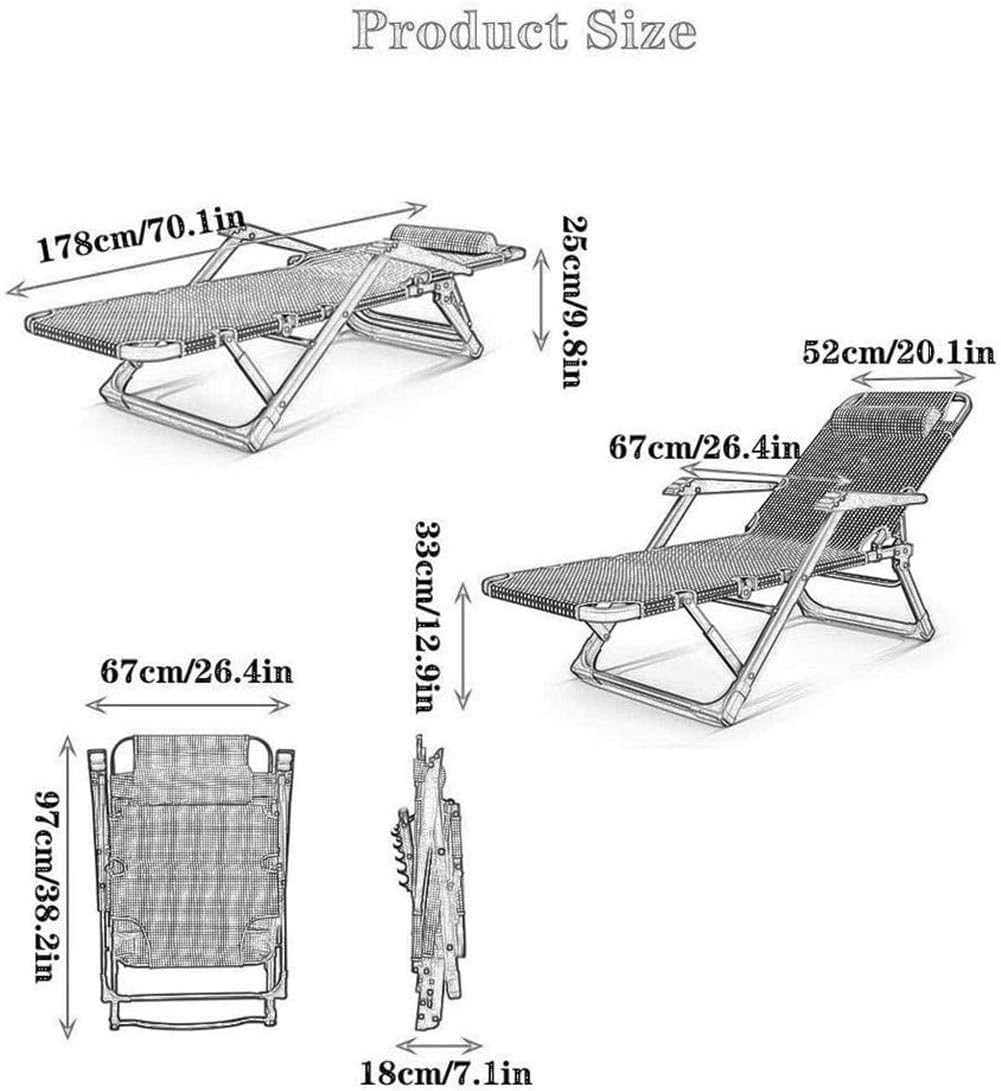 Adjustable Sun Lounger, Lightweight Folding Garden Chair, Reclining Patio Lounge Chair with Foldable Backrest for Outdoor Office and Patio (C-Gray)
