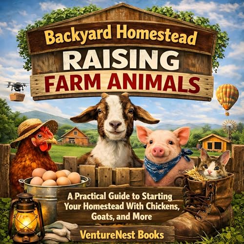 Backyard Homestead Raising Farm Animals Audiolivro Por VentureNest Books capa