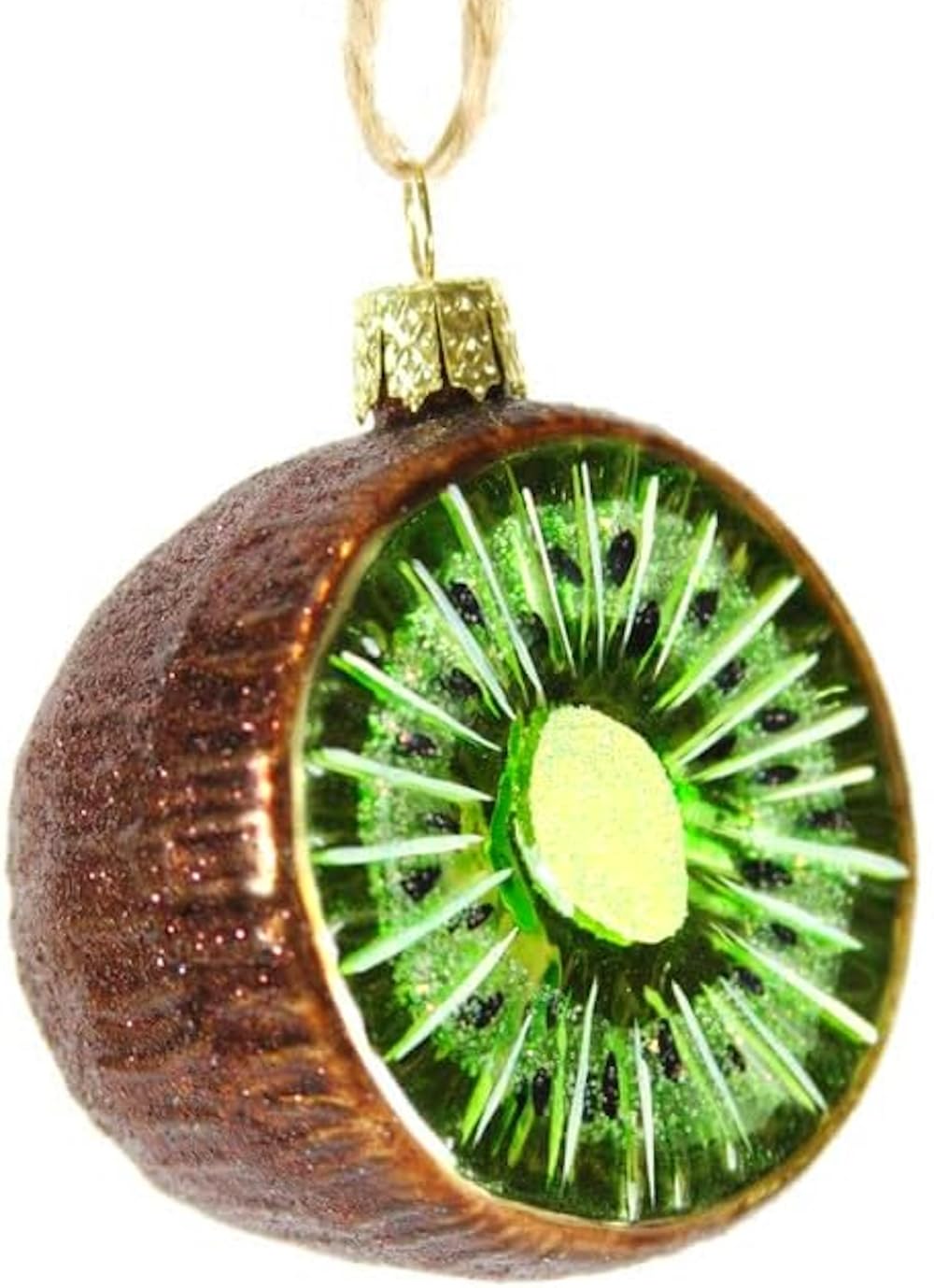 The Bridge Collection Brown, Green, White Kiwi Half Ornament - Home For The Holidays - Christmas Tree Ornaments