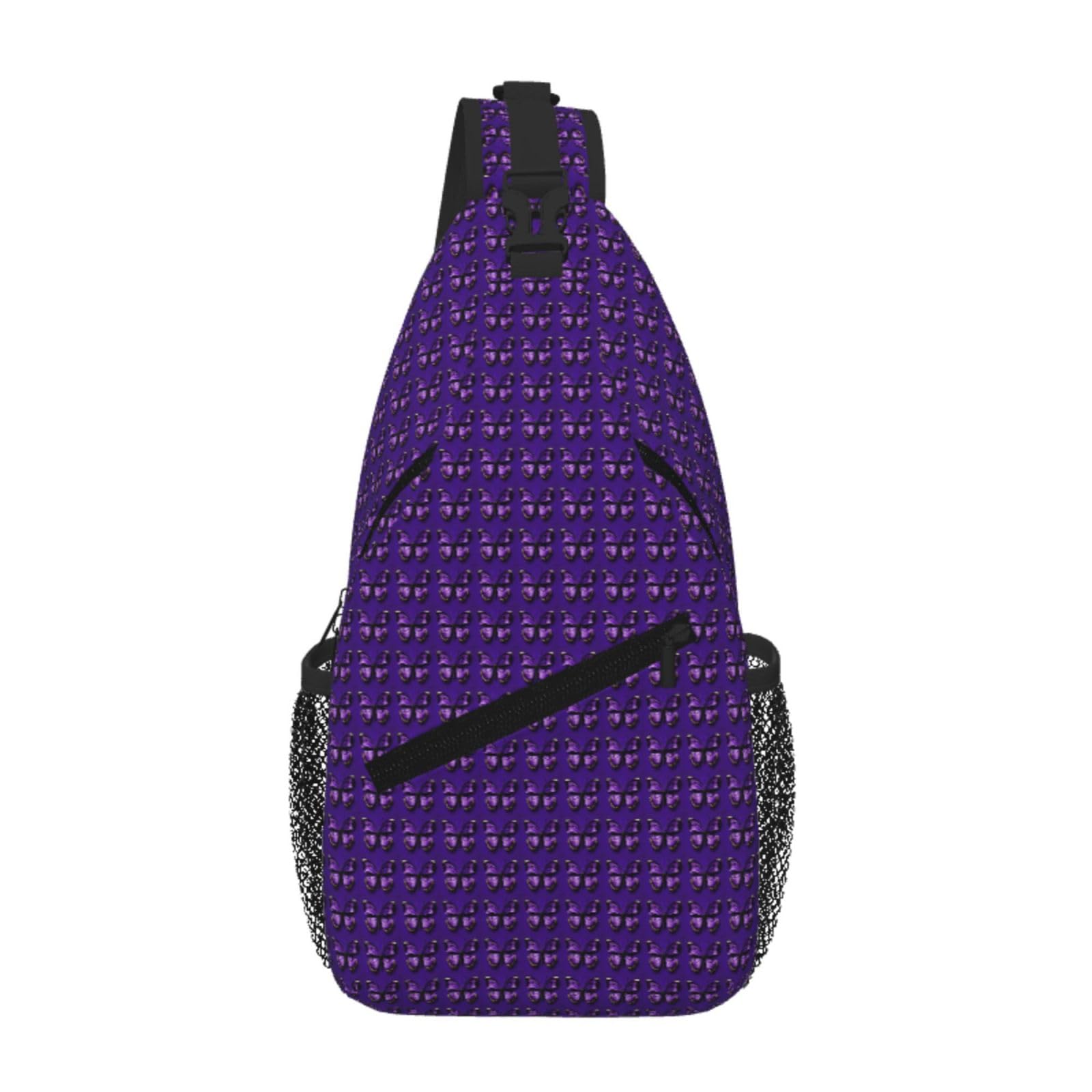 Mochila cruzada con bonito estampado de mariposas moradas de silueta elegante y ligera 8
