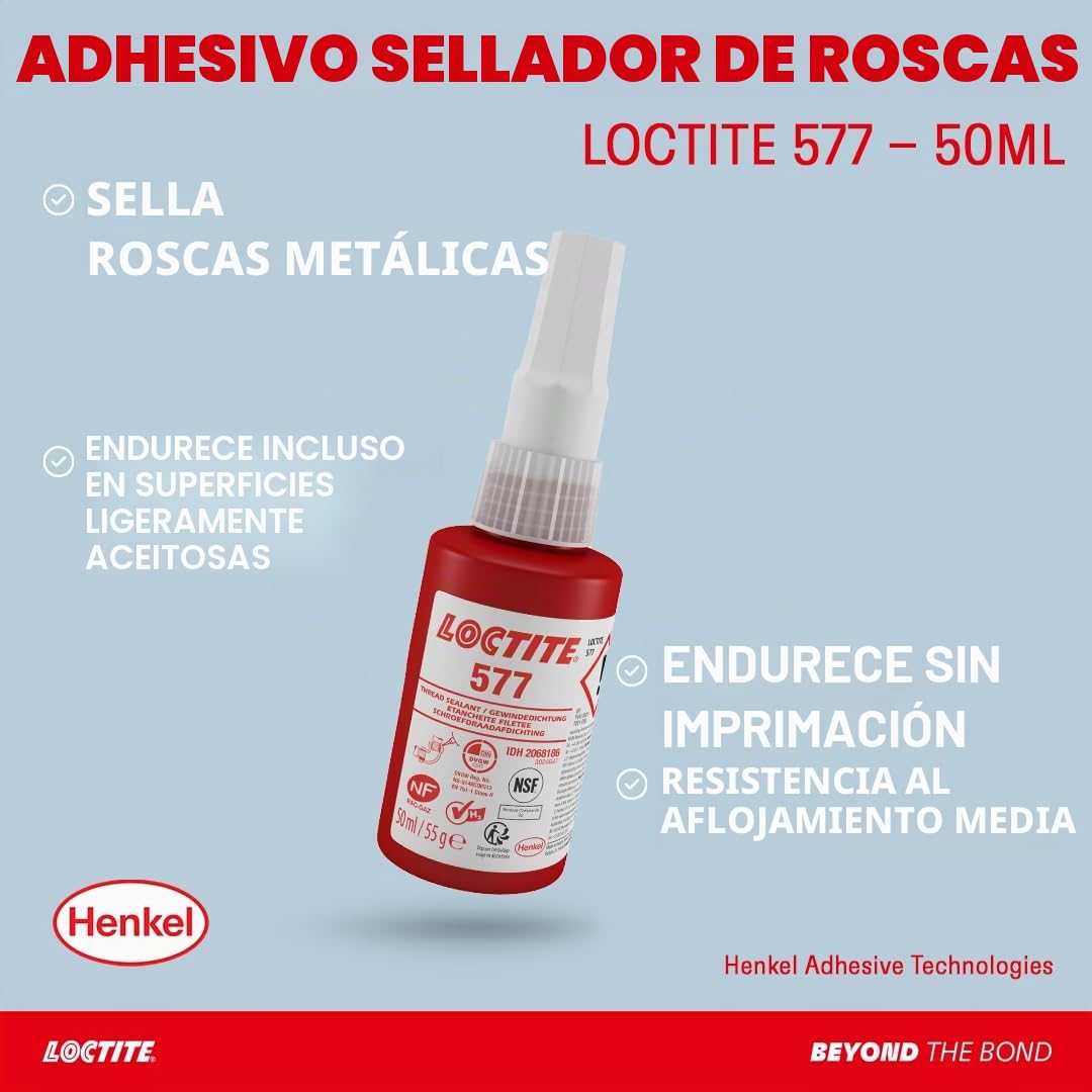 Sello de rosca de aplicación universal para pares de roscas cilíndricas y cónicas.