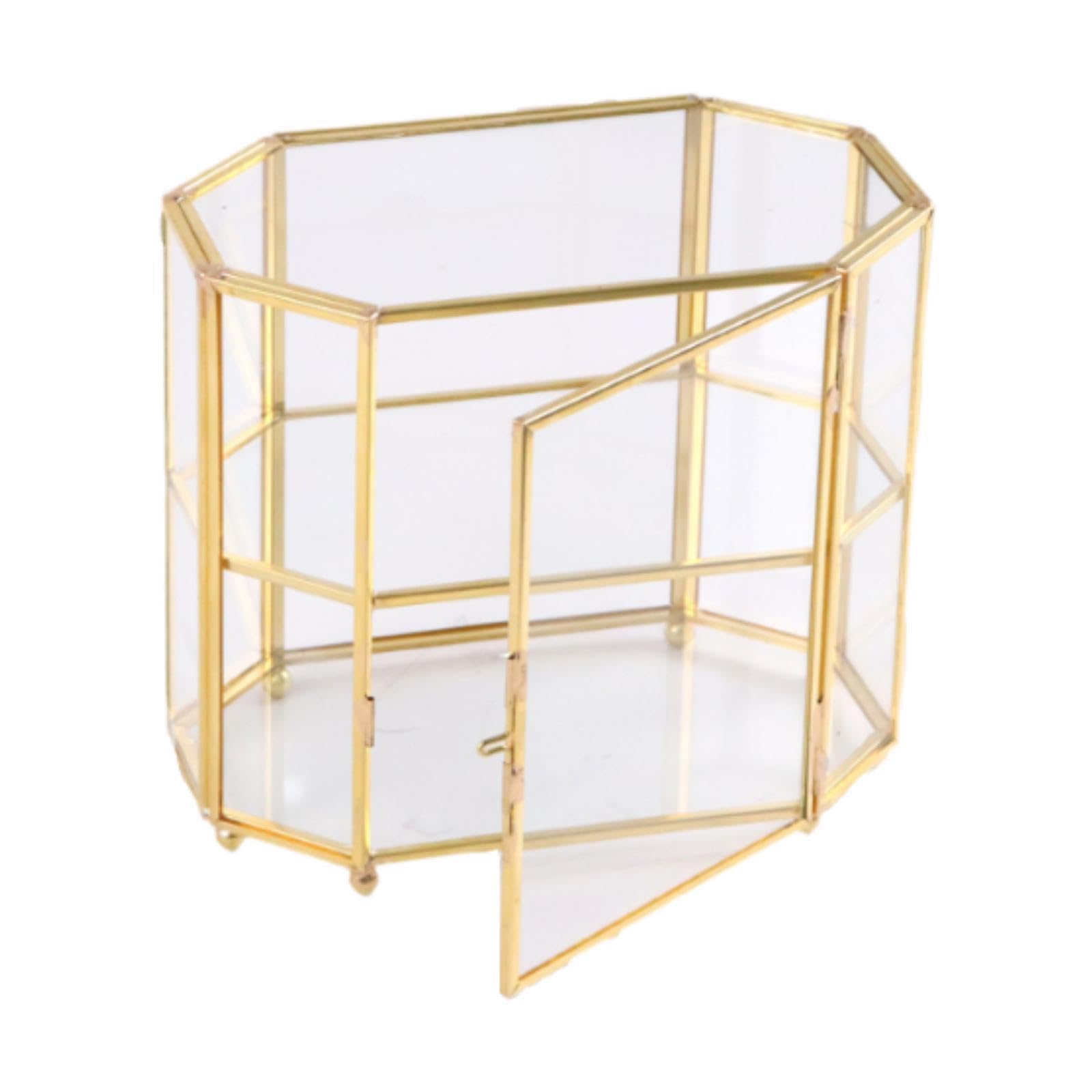 CYDZSRA Glass Cosmetic Organizer Brass Frame For Bathroom Aesthetic Storage Option Designed To Learn Efficiently While Enhancing Decor Tastefully Decorative
