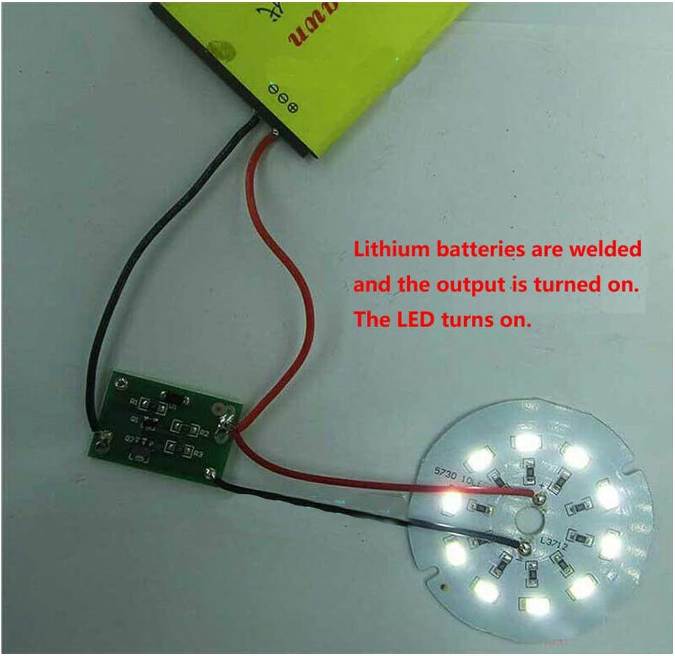 Lithium battery connected, LED lights on