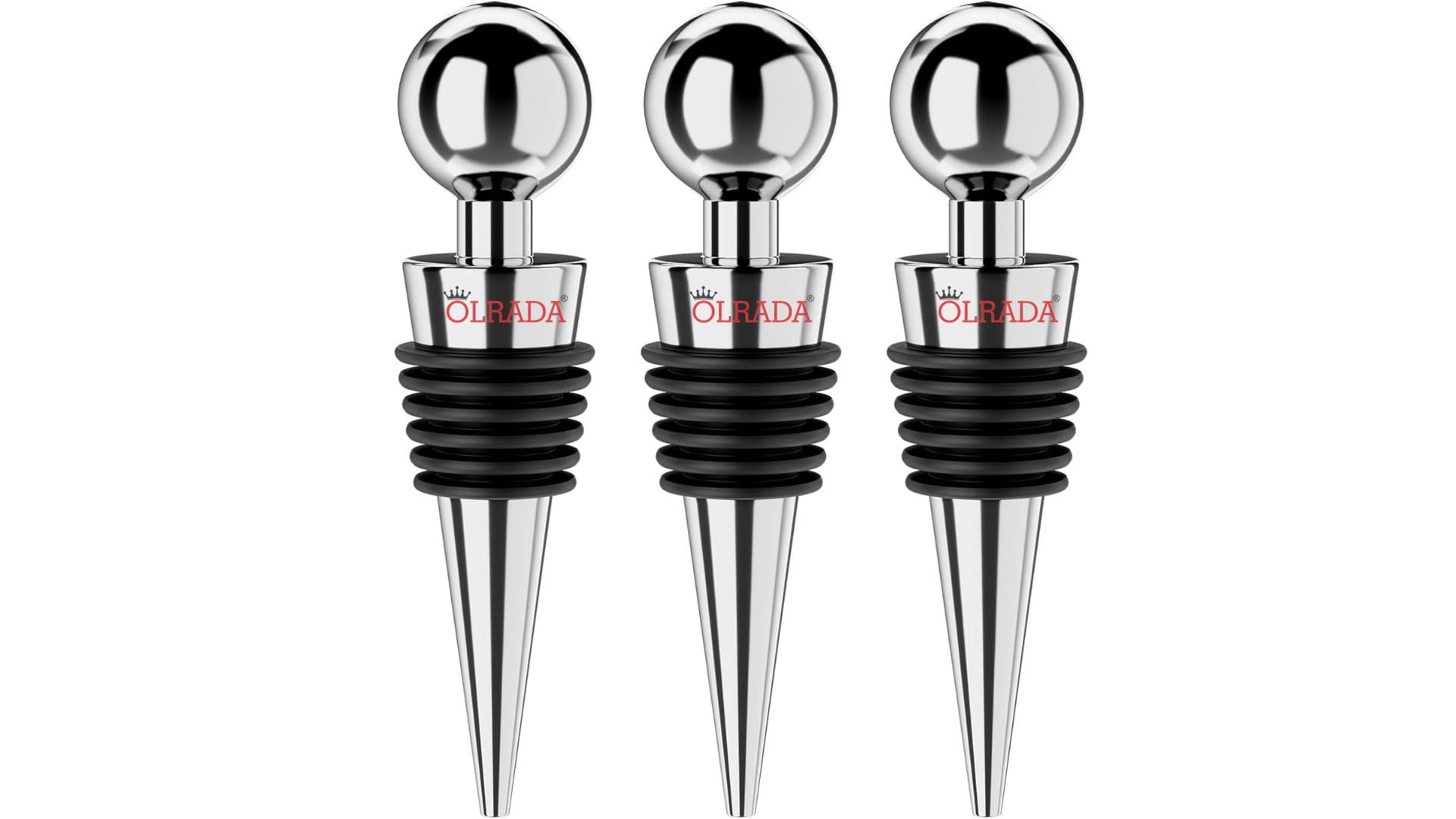 Olrada Wine Stopper Bottle Stopper - Wine Saver, Reusable Wine Corks for Beverage, Silicone Wine Stopper for Gifts, Bar, Holiday Party, Wedding (3 Pcs)