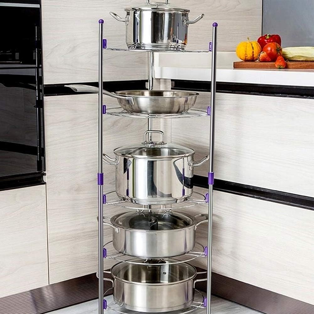 Hygrad Built To Survive Silver Hygrad® 5 Tier Large Pots & Pans Storage Rack Kitchen Wire Shelving Organiser Cookware Organising Stand Storage Unit