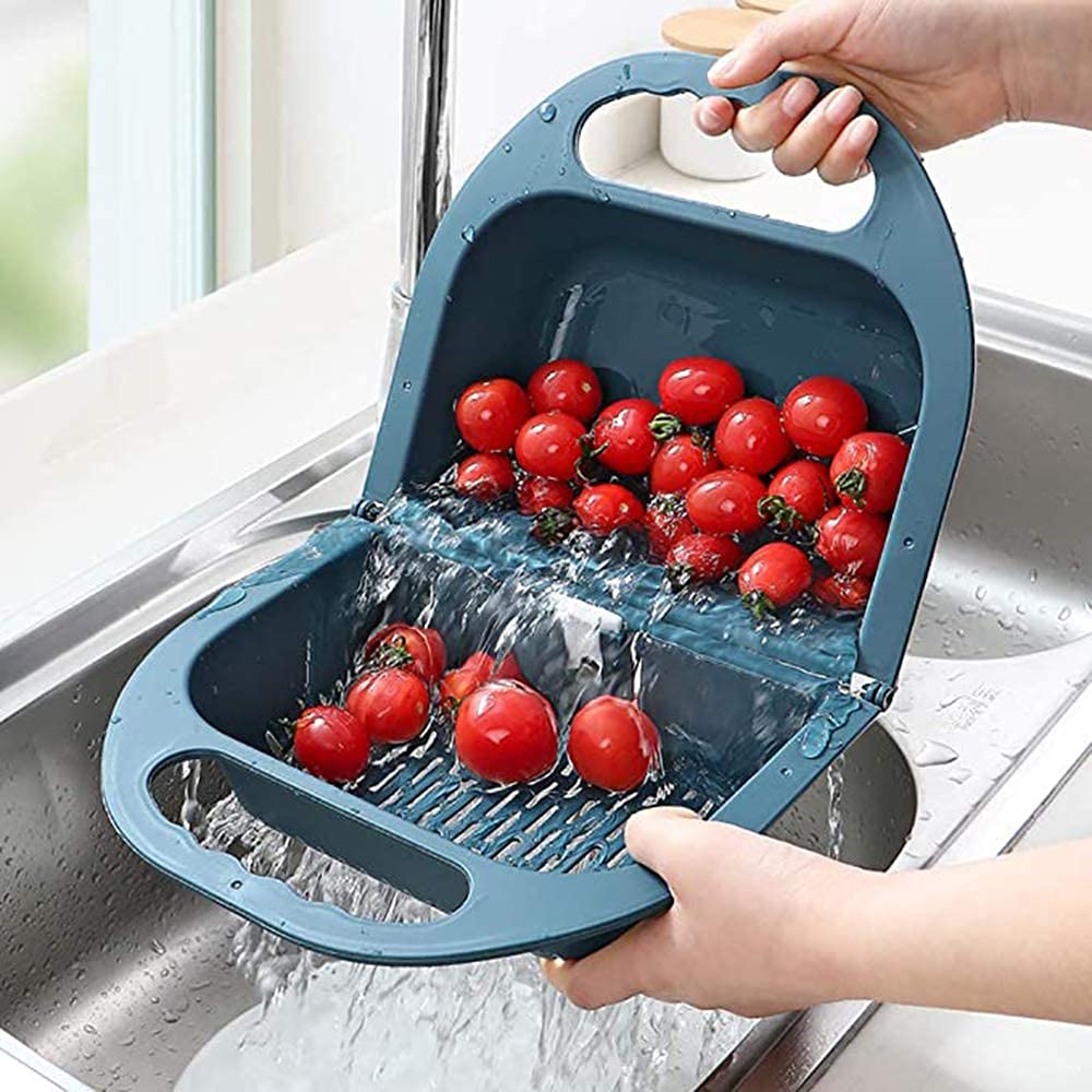 Bac de vidange pliable pour fruits et légumes, passoire, peu encombrant, rose